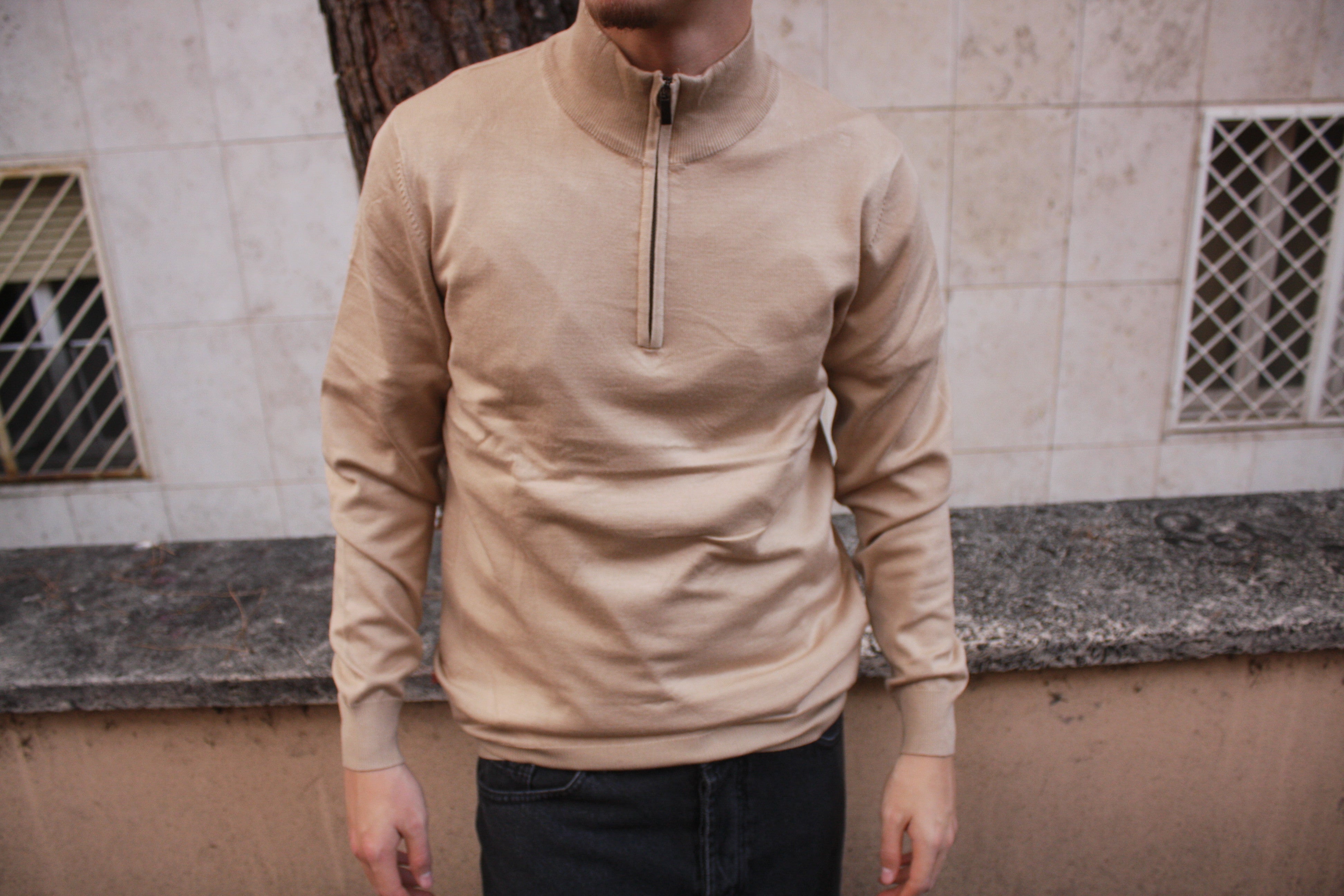 MAGLIONE ZIP BEIGE