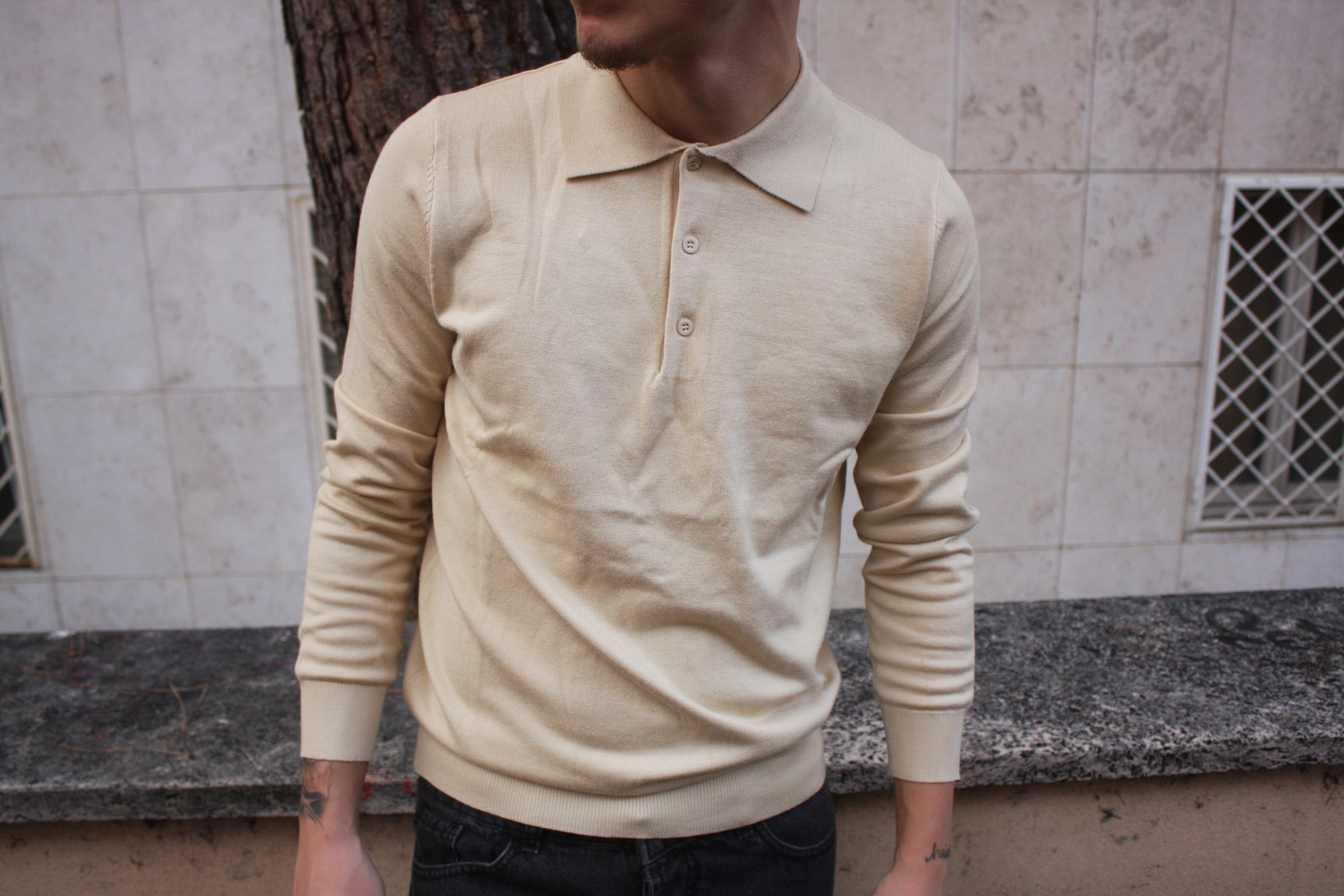 POLO MANICA LUNGA BEIGE